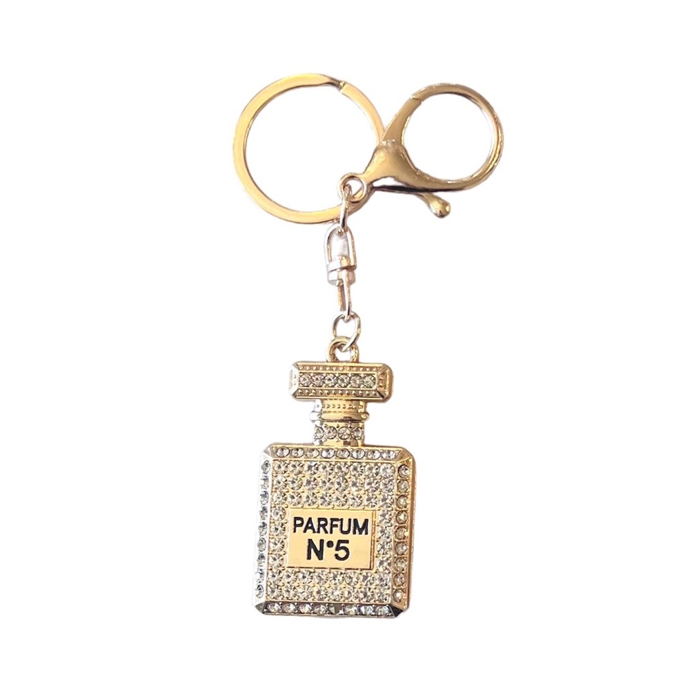 🤍 Gold Silver Rhinestone Perfume Keychain NEW - Picture 4 of 4